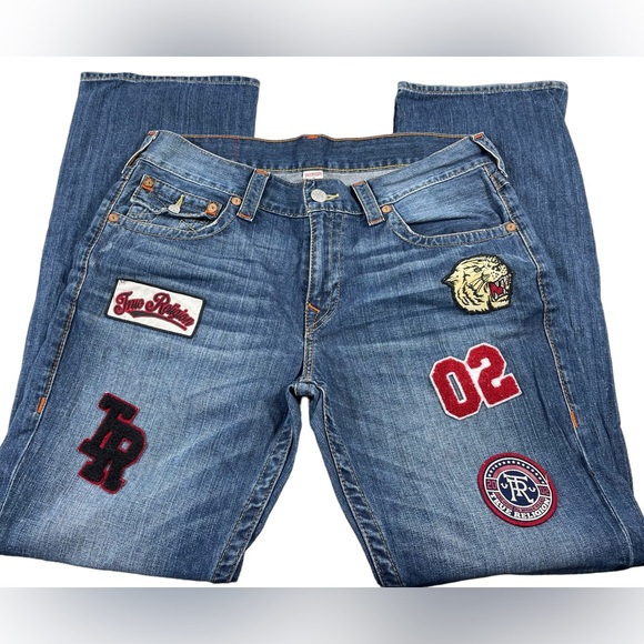 True Religion Straight Flap Patches Jeans Size 34 - Picture 11 of 16